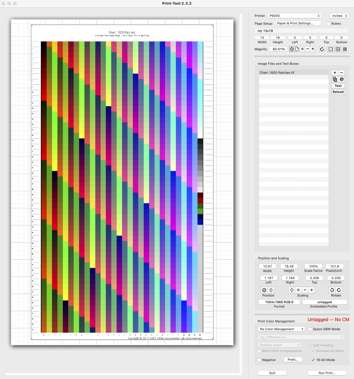 Print tool settings